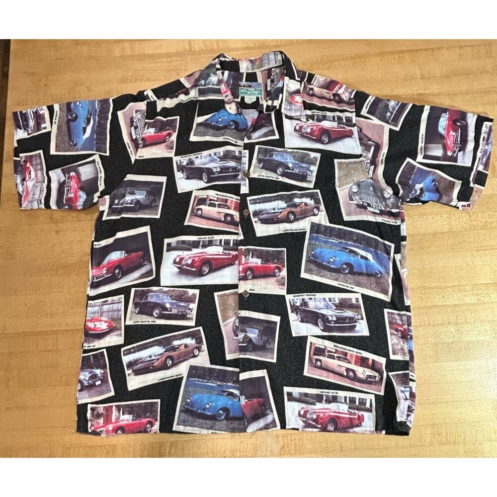 Vintage Reyn Spooner Hawaiian Made Button Up Shirt European Sport Cars Medium